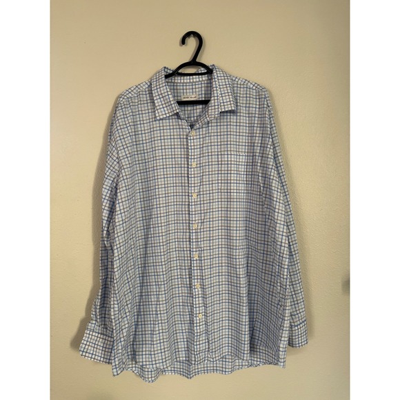 Peter Millar Other - Peter Millar Mens XXL Blue White Plaid Long Sleeve Button Down Shirt Check